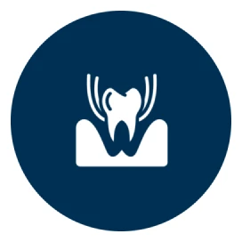 Tooth icon on blue background